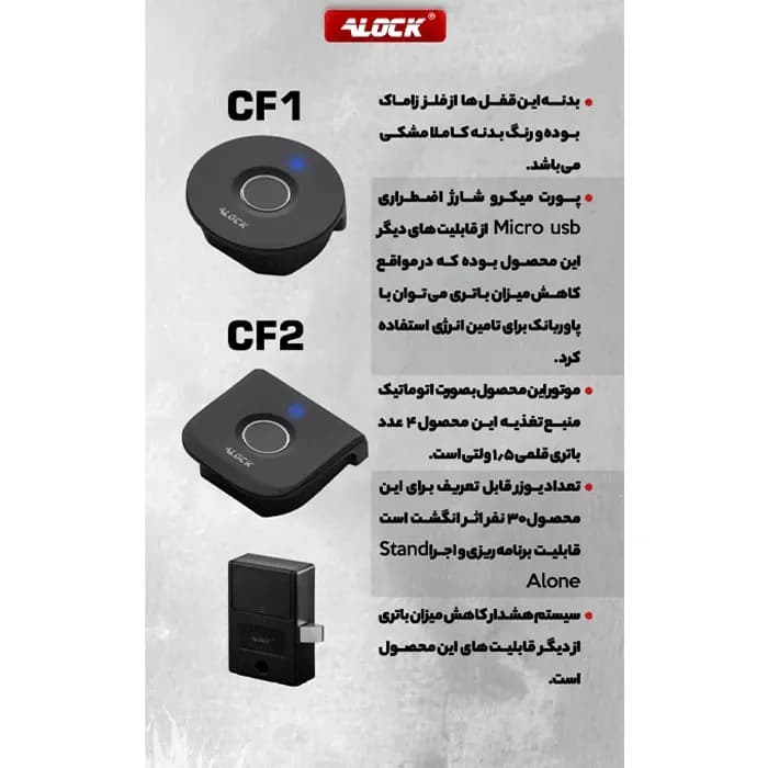 قفل کمدی اثرانگشتی ALOCK مدل CF1 — تصویر ۴