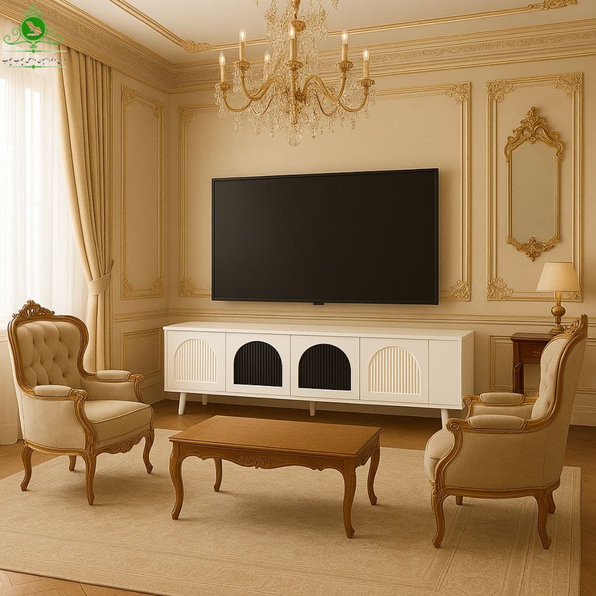 میز تلویزیون MDF روکش وکیوم مدل گنبدی — تصویر ۵