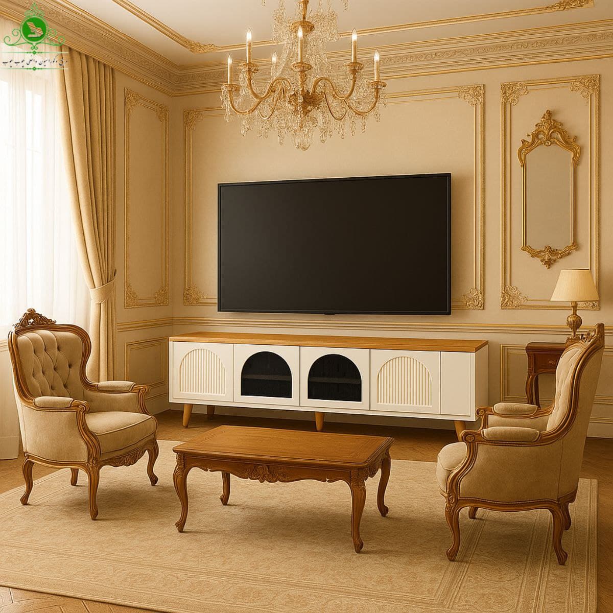 میز تلویزیون MDF روکش وکیوم مدل گنبدی — تصویر ۸