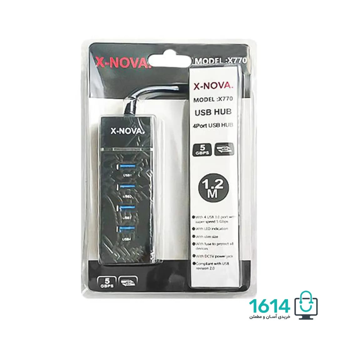 هاب یو اس بی 4 پورت نوا مدل X770 USB 3.0 1.2M — تصویر ۳