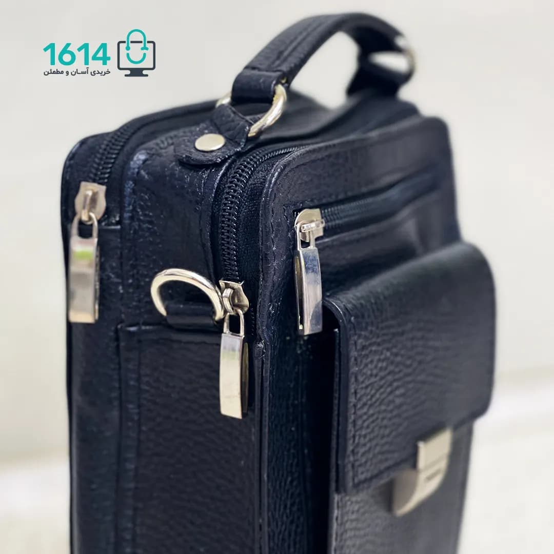 کیف دوشی چرم مدل F335 سه زیپ — تصویر ۳