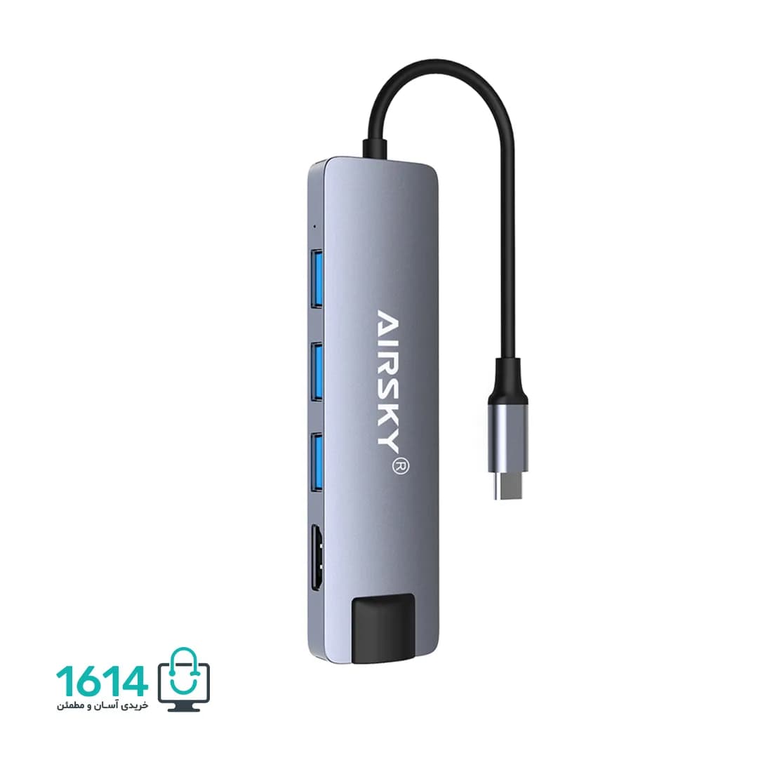 هاب تایپ سی 5 پورت ایراسکای مدل HC-13M USB 3.0 — تصویر ۳