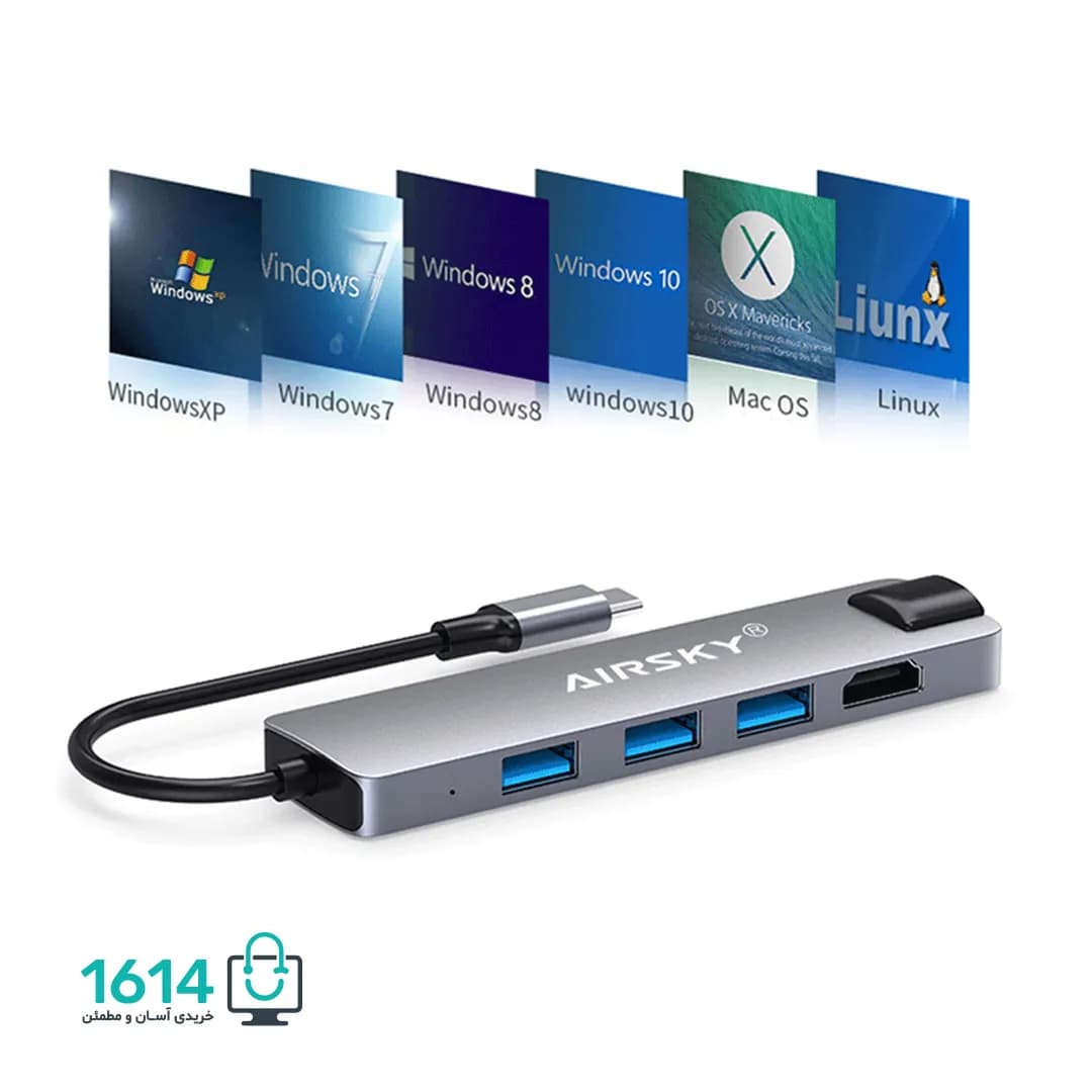 هاب تایپ سی 5 پورت ایراسکای مدل HC-13M USB 3.0 — تصویر ۸