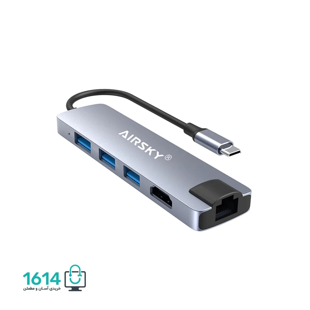 هاب تایپ سی 5 پورت ایراسکای مدل HC-13M USB 3.0