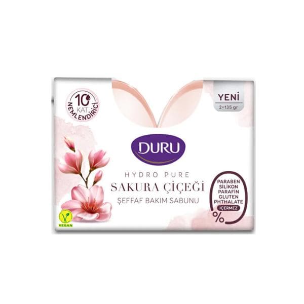 صابون شفاف دورو DURU رایحه شکوفه گیلاس در بسته بندی 2 عددی 270 گرم — تصویر ۲
