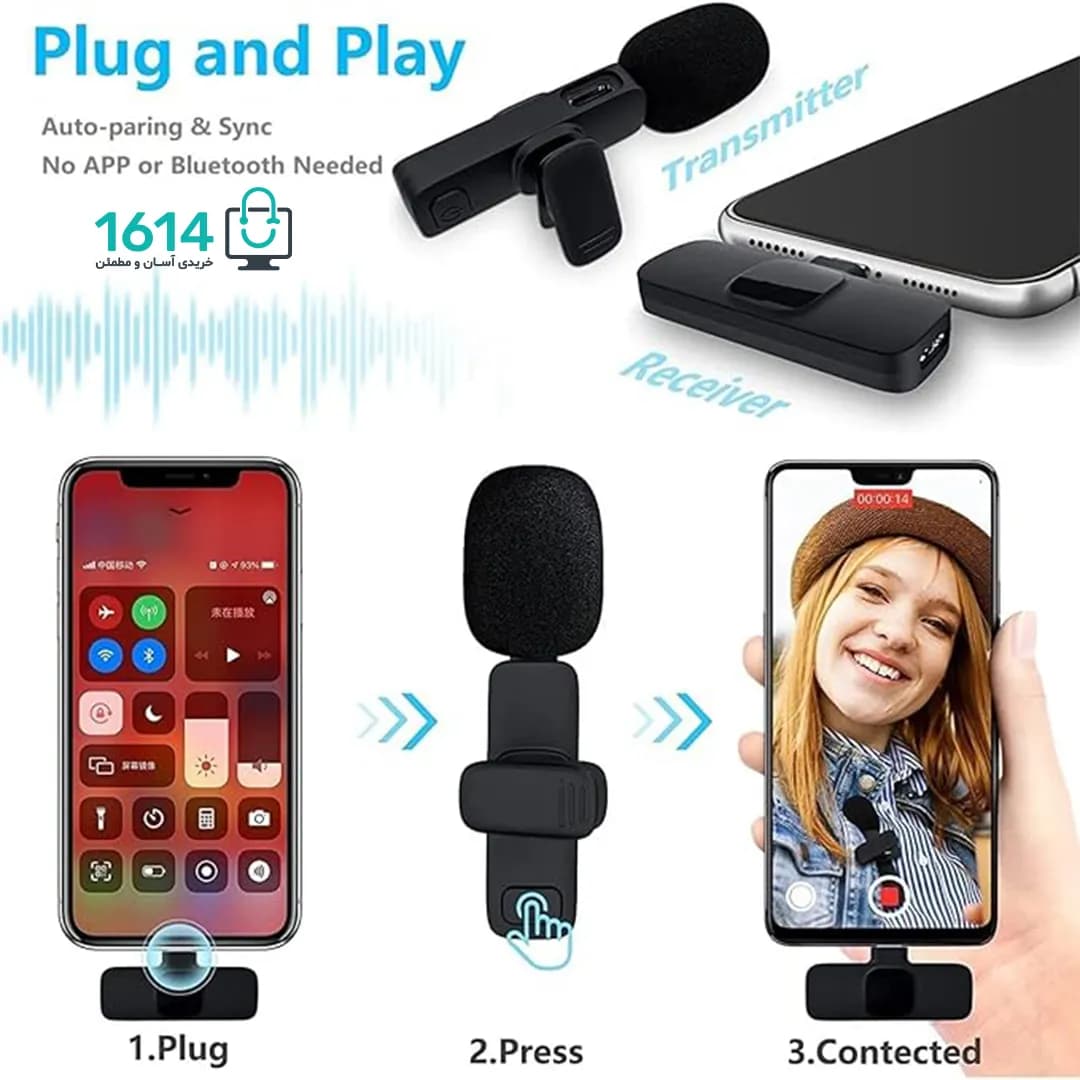 میکروفون بیسیم K8 Type-C + iPhone — تصویر ۸