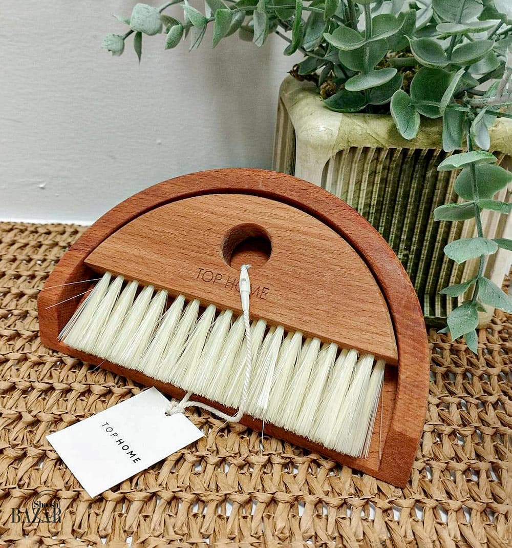 جارو و خاک انداز رومیزی کوچک چوبی تاپ هوم