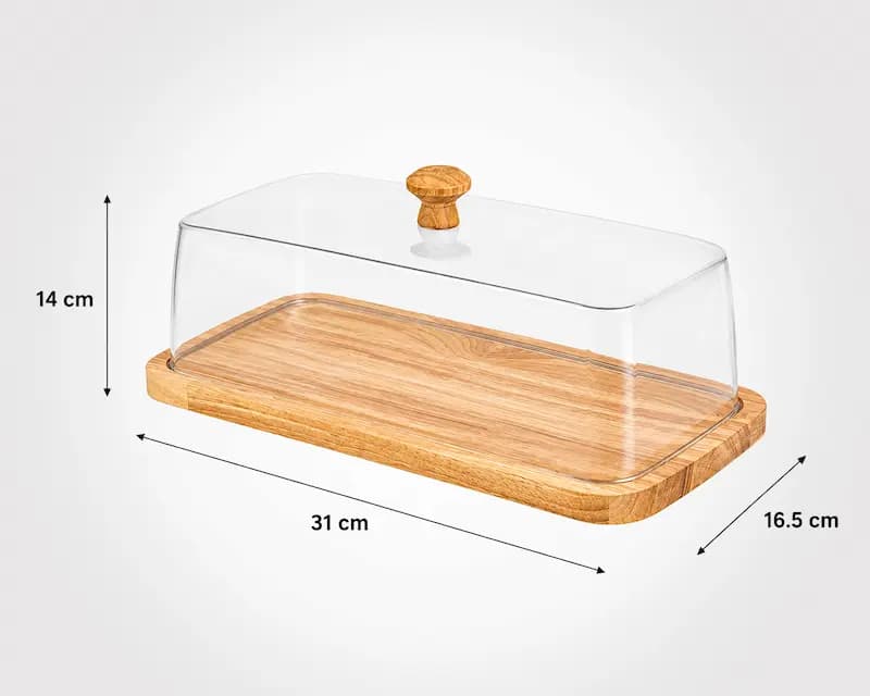 ظرف سرو کیک مستطیل پایه چوبی لیمون کد 2520 — تصویر ۵