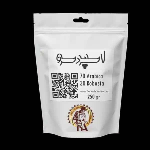 قهوه ترکیبی عربیکا ۷۰% و روبوستا ۳۰% امین‌کافی