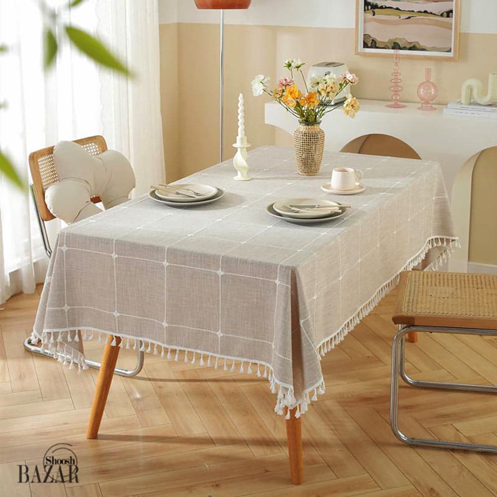 رومیزی 200*140 مستطیل طرح مربع 12-351