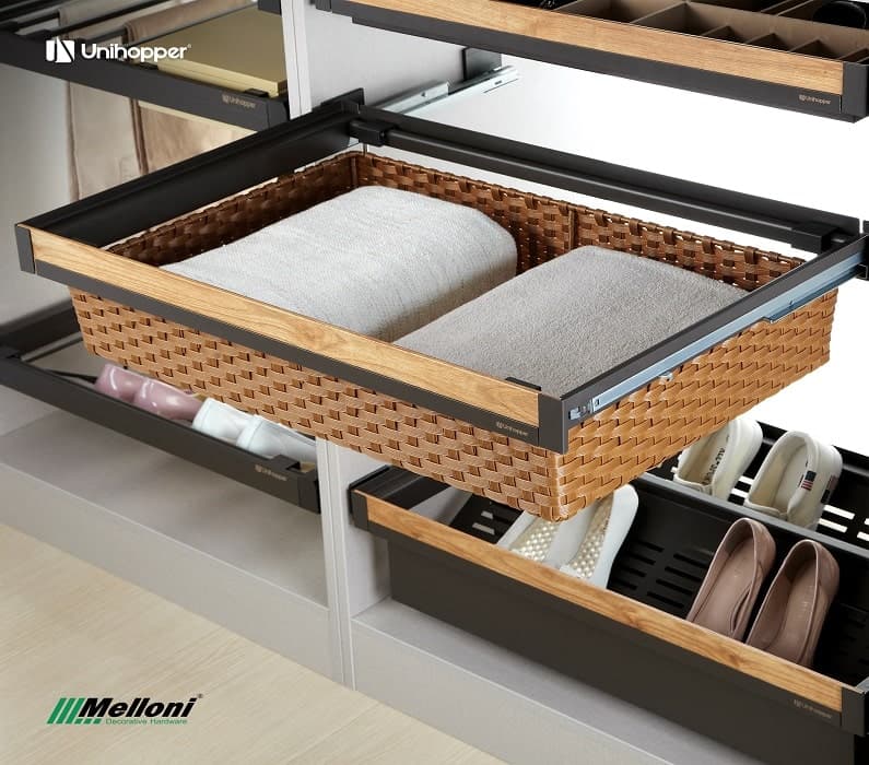 سبد حصیری ریلی داخل کمد با فرانت چوب Neka Wood Series یونی هوپر کد WS4141