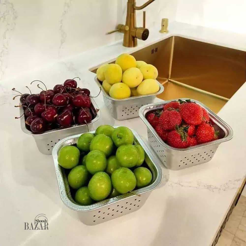 سبد و تفاله گیر استیل مربع کوچک