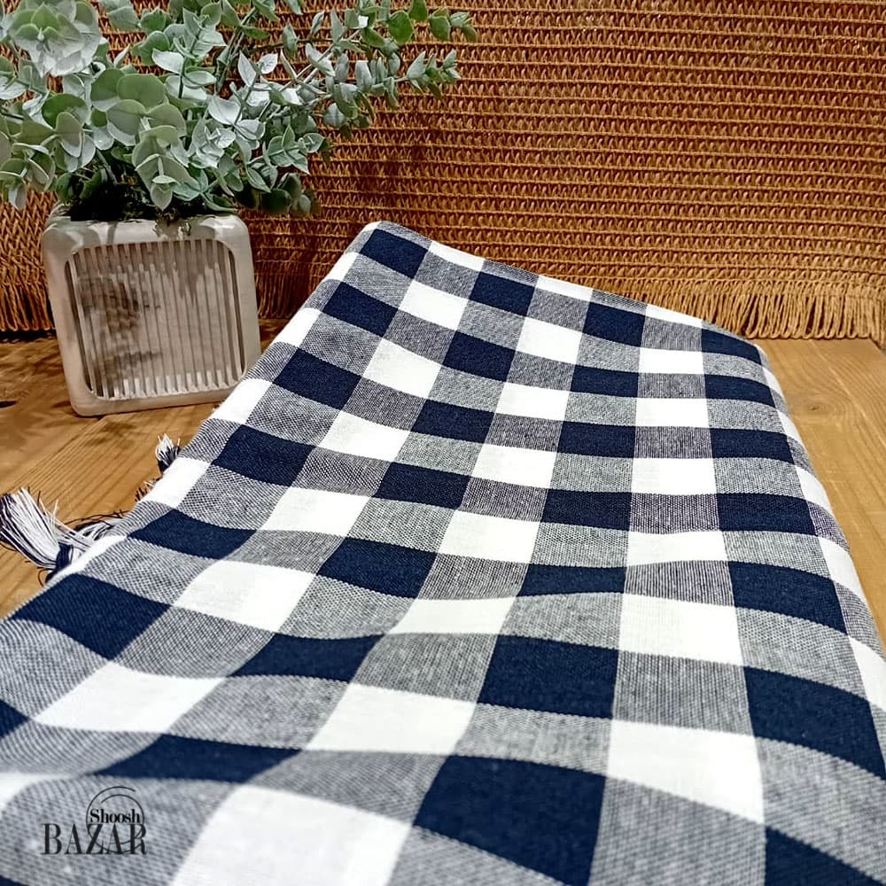 رومیزی چهارخانه لینن وارداتی — تصویر ۵