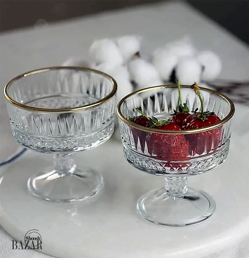 بستنی خوری پایه کوتاه الیزیا لب طلا جفتی پاشاباغچه کد 51749