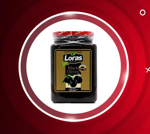 زیتون سیاه Loras لوراس شیشه ای ۹۰۰ گرمی — تصویر ۹