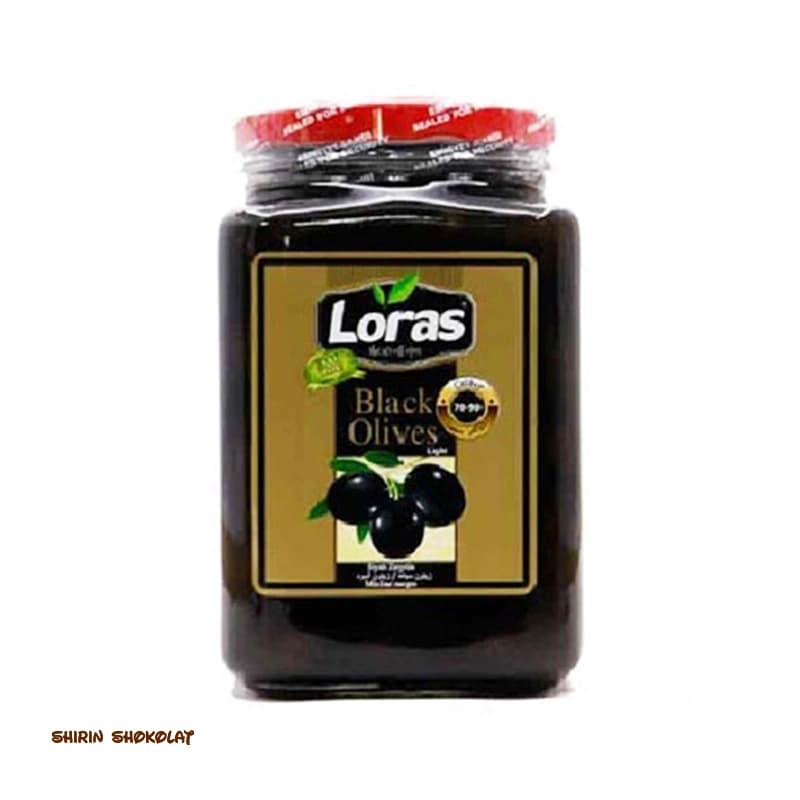 زیتون سیاه Loras لوراس شیشه ای ۹۰۰ گرمی — تصویر ۵