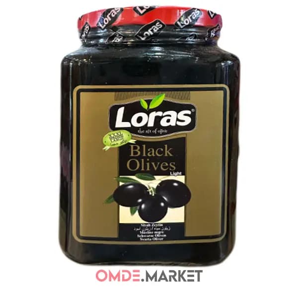 زیتون سیاه Loras لوراس شیشه ای ۹۰۰ گرمی