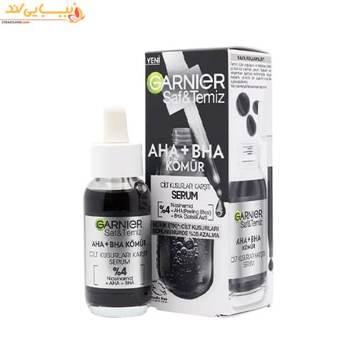 سرم لایه بردار زغال ضدلک و جوش گارنیر GARNIER – AHA+BHA حجم ۳۰ میل