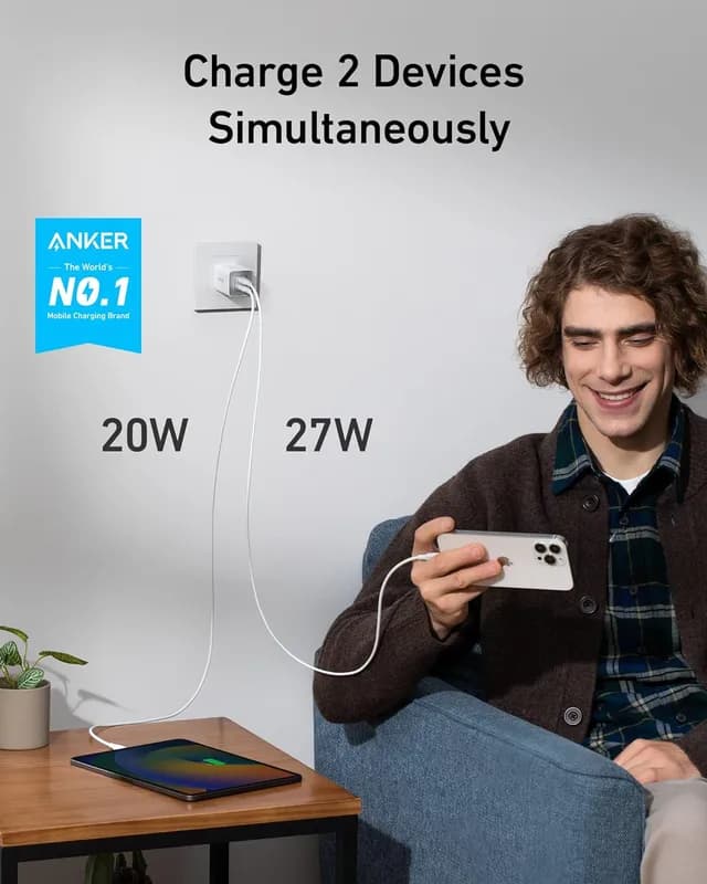 شارژر دیواری 47 وات انکر Anker Nano 3 47W GaN Compact Charger UK A2039 پلاگ سه پین — تصویر ۳
