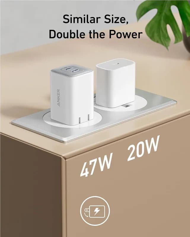 شارژر دیواری 47 وات انکر Anker Nano 3 47W GaN Compact Charger UK A2039 پلاگ سه پین — تصویر ۵