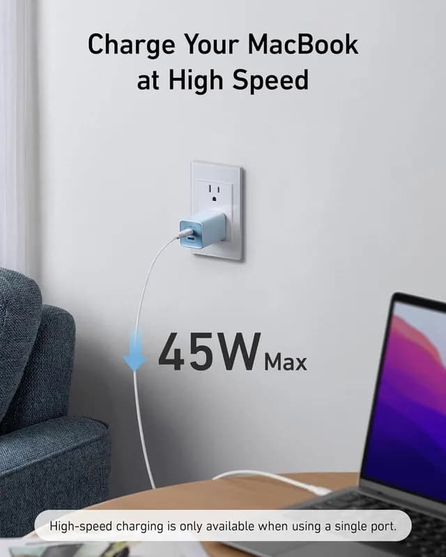 شارژر دیواری 47 وات انکر Anker Nano 3 47W GaN Compact Charger UK A2039 پلاگ سه پین — تصویر ۷