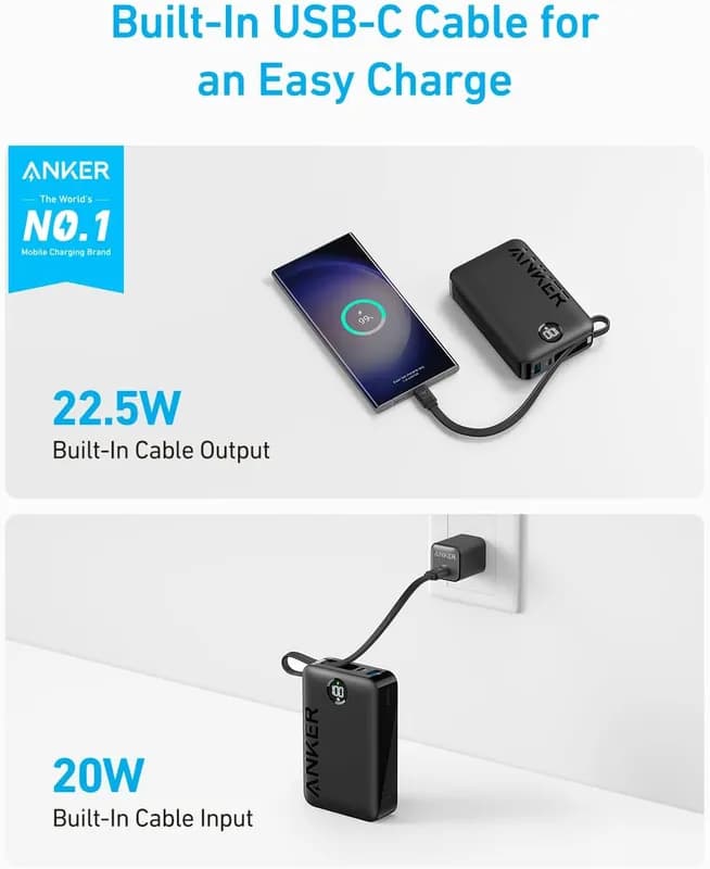 پاوربانک 20000 میلی آمپر انکر Anker 20,000mAh High-Speed 22.5W Power Bank A1647 CH نسخه چین (پکینگ بدون عکس) — تصویر ۶