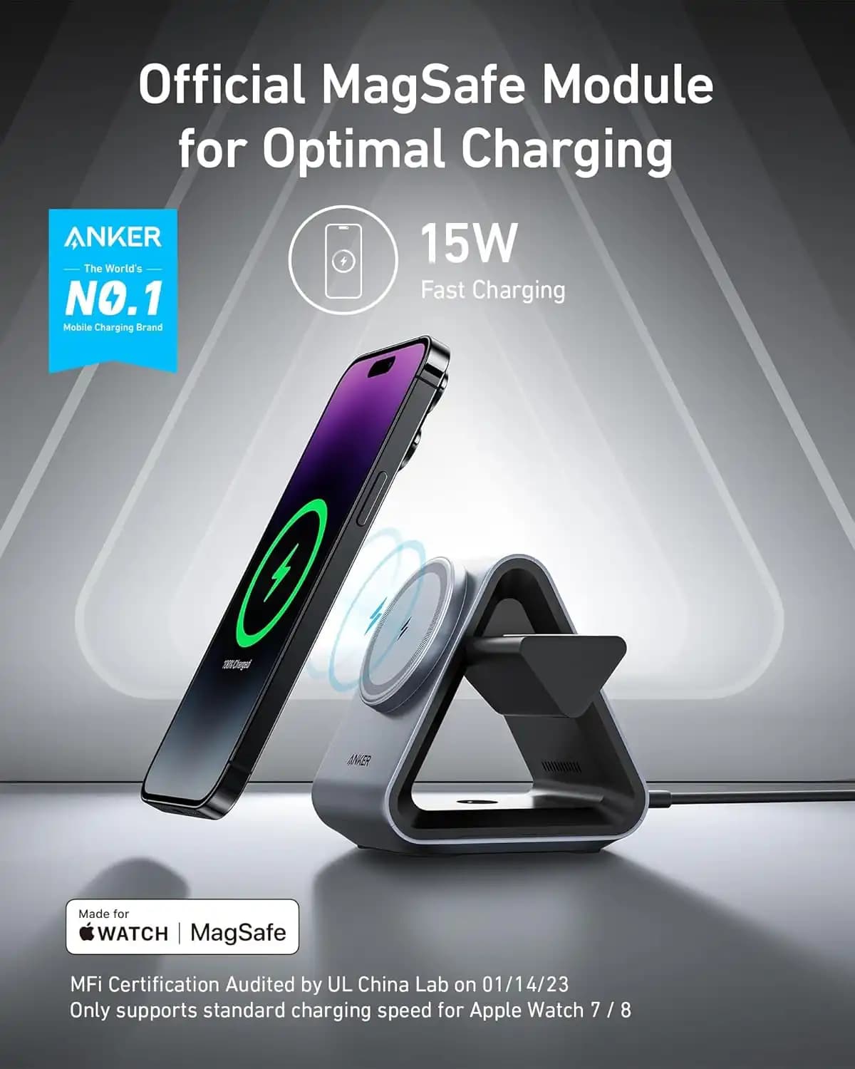 شارژر بی سیم 3 در 1 انکر Anker 737 MagGo Charger 3 in 1 B2599 — تصویر ۷
