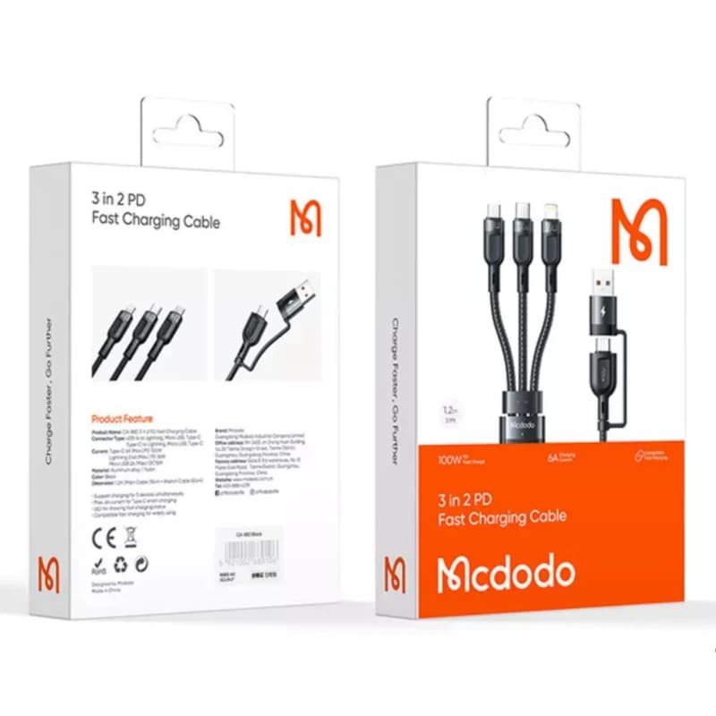 کابل تبدیل USB به لایتنینگ / usb-C / Microusb مک دودو مدل CA-8800 طول 1.2 متر — تصویر ۱۱