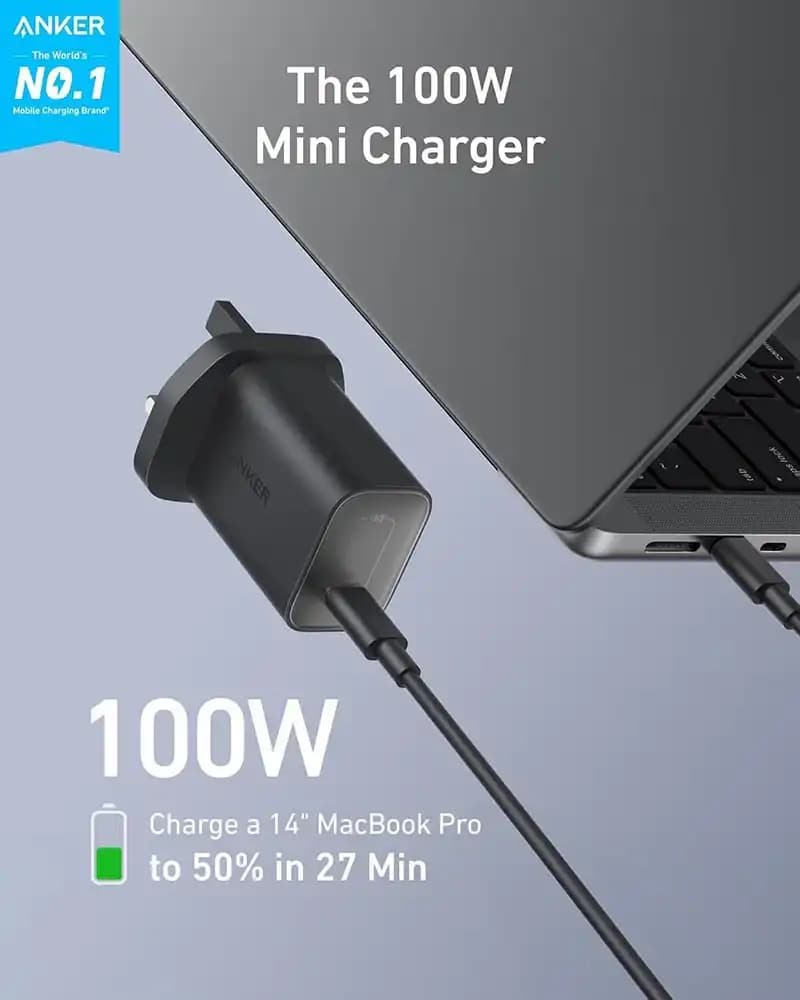 شارژر دیواری انکر Anker Nano Charger 100W B2679 پلاگ سه پین — تصویر ۳
