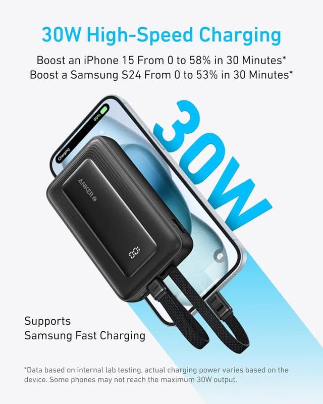 پاوربانک 20000 میلی آمپر انکر Anker Zolo Power Bank, 20,000mAh 30W A1681 — تصویر ۳