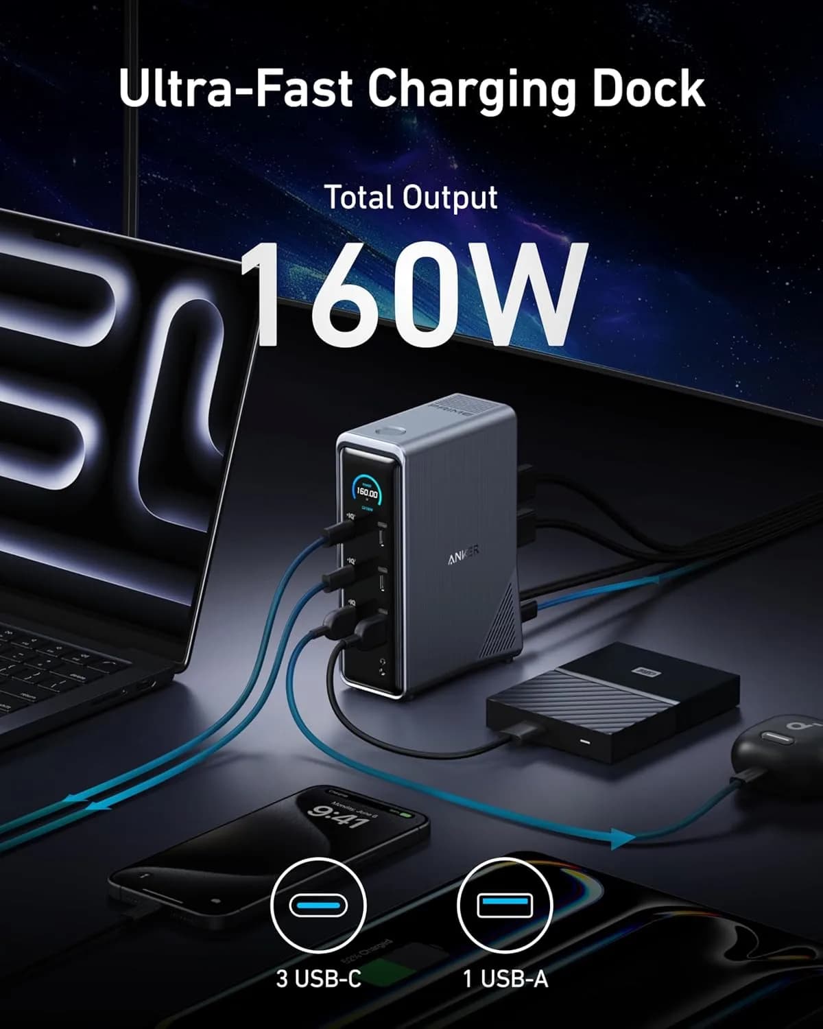 هاب دیتا 14 پورت انکر Anker Prime Charging Docking Station 14 in 1 A83B6 — تصویر ۴
