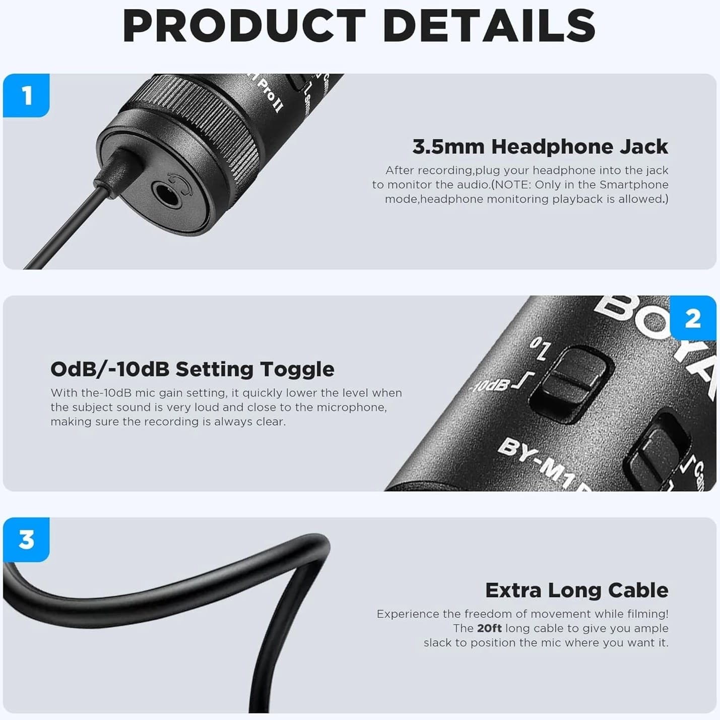 میکروفون یقه ای سیم دار بویا مدل Boya-M1 Pro 2 — تصویر ۴