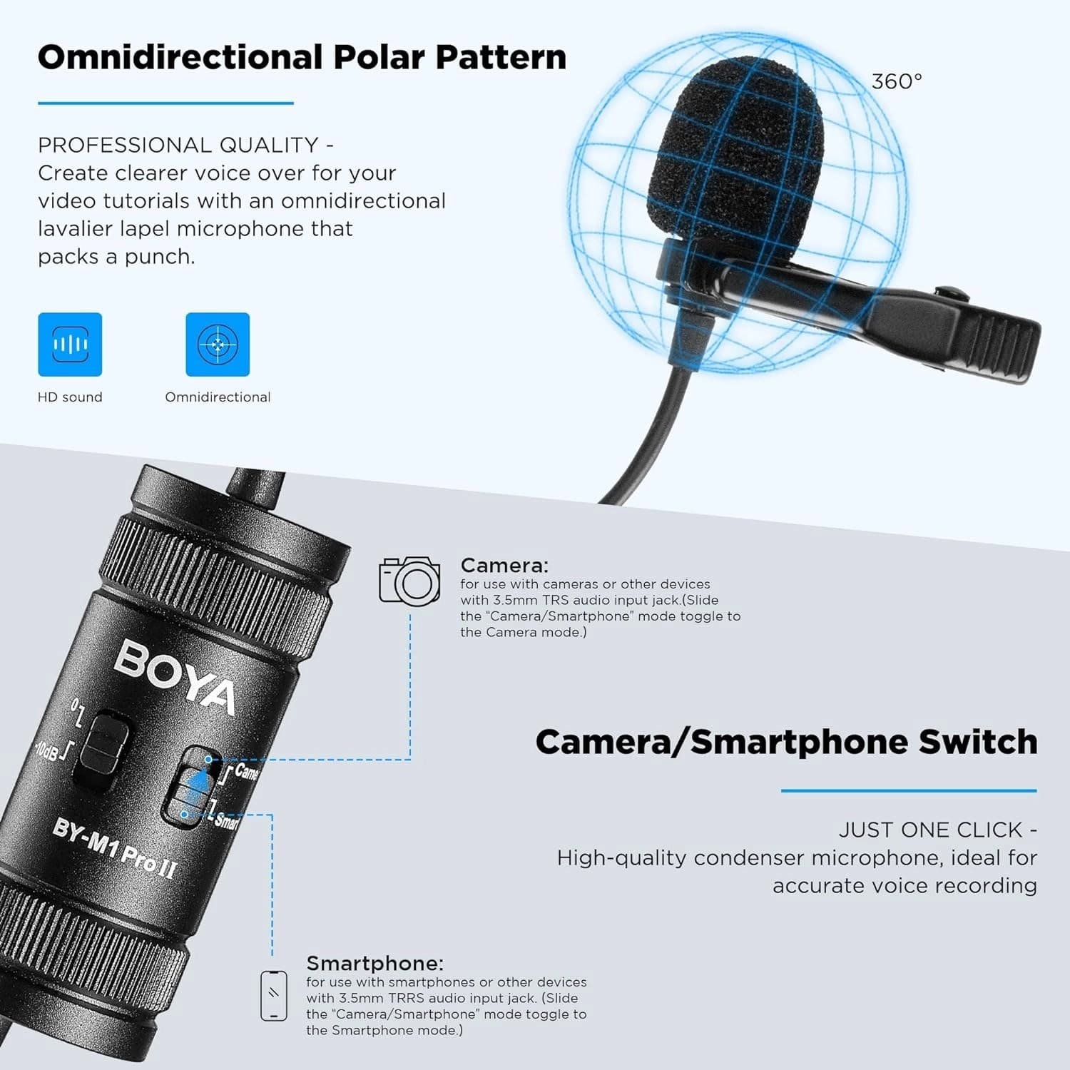 میکروفون یقه ای سیم دار بویا مدل Boya-M1 Pro 2 — تصویر ۵
