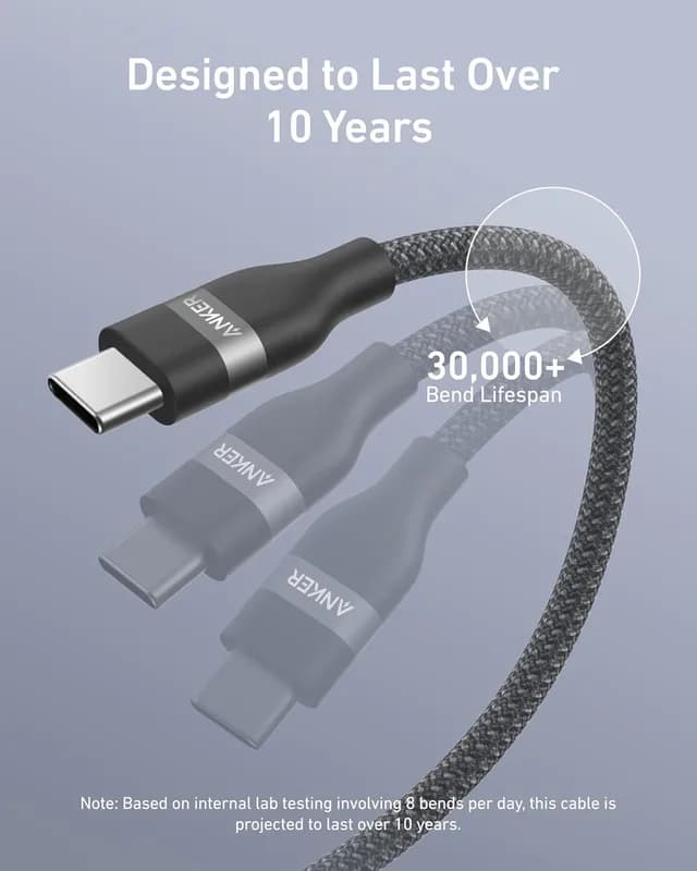 کابل 90 سانتی متر USB-C به USB-C انکر Anker USB-C to USB-C Cable 240W A82E2-90CM — تصویر ۵
