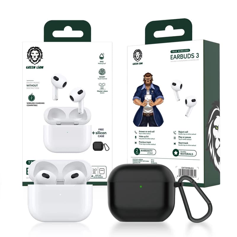 هندزفری بلوتوثی گرین طرح ایرپاد 3 مدل Green Lion Earbuds — تصویر ۸
