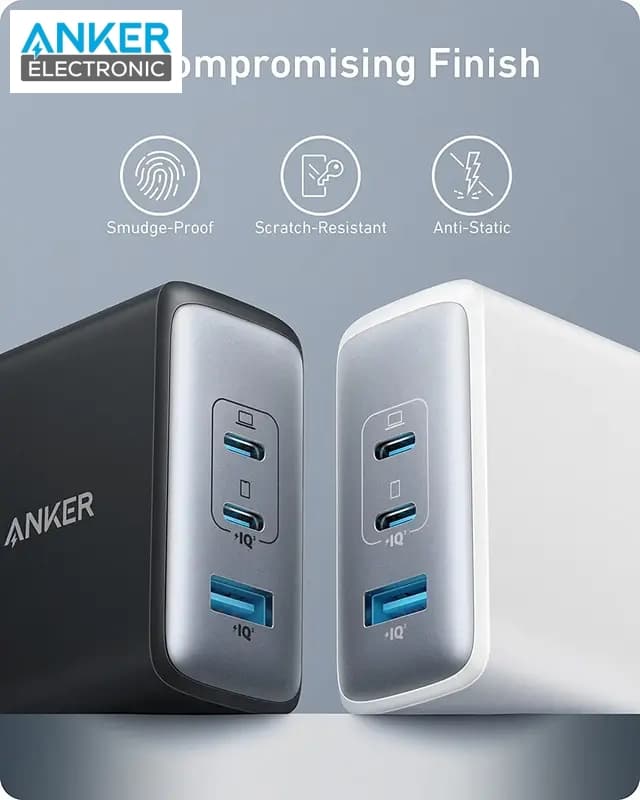 شارژر دیواری 100 وات انکر Anker 736 Charger Nano II 100W + USB C cable B2145 US دوپین تاشو + مبدل پریز هدیه — تصویر ۷