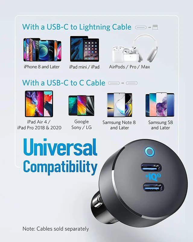 شارژر فندکی 40 وات انکر Anker PowerDrive III Duo USB-C Car Charger A2724 — تصویر ۶