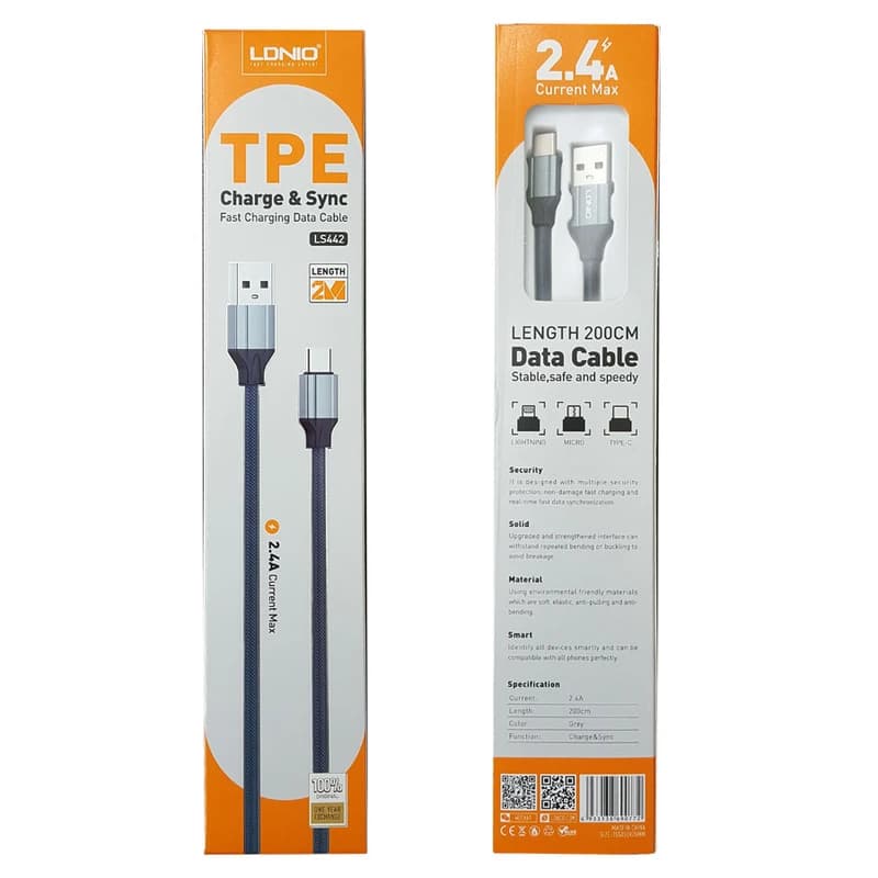 کابل شارژ USB به تایپ سی 2 متری الدینیو مدل Ldnio LS442 — تصویر ۱۱