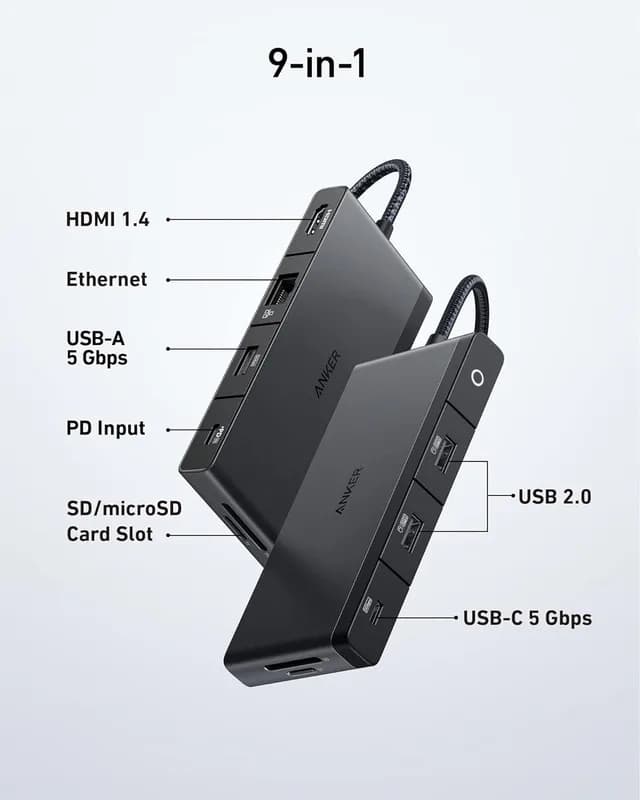 هاب دیتا 9 پورت انکر Anker 552 USB-C Hub 9-in-1 A8373 — تصویر ۳