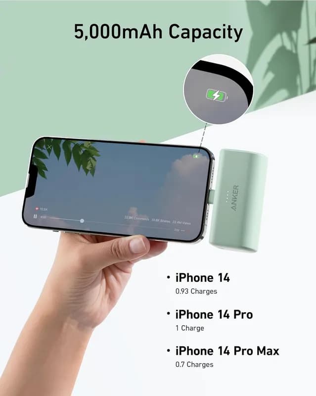 پاوربانک 5000 میلی آمپر انکر Anker Nano 5000mAh Power Bank A1645 با سوکت لایتنینگ — تصویر ۷