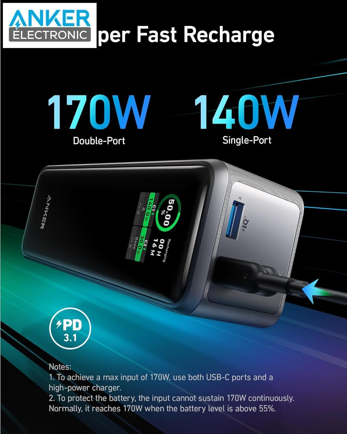 پاوربانک 250 وات انکر Anker Prime 27650mAh Power Bank 250W A1340 — تصویر ۵