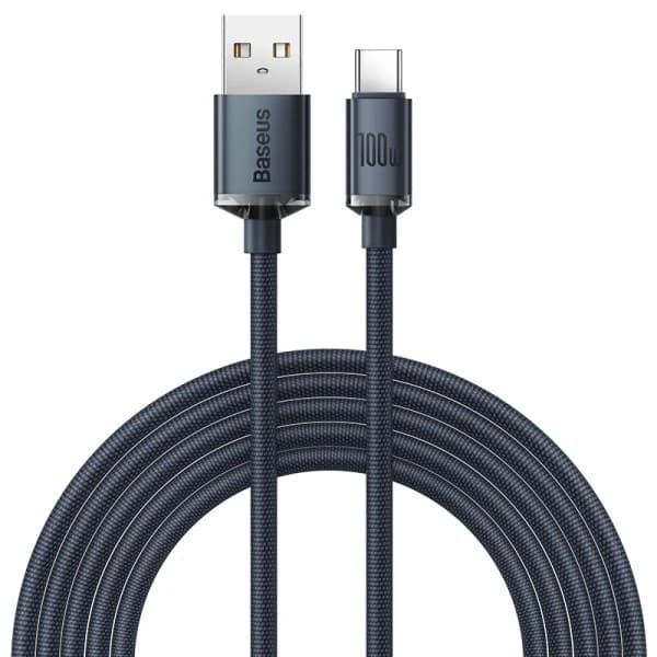 کابل شارژ USB به تایپ سی کریستال 1.2 متر 100 وات بیسوس مدل Baseus CAJY000401