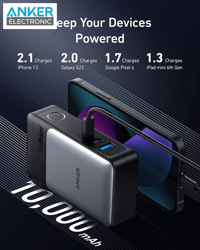 پاوربانک 2 در 1 انکر Anker 733 Power Bank GaNPrime PowerCore 65W A1651 + مبدل پریز (هدیه) — تصویر ۵