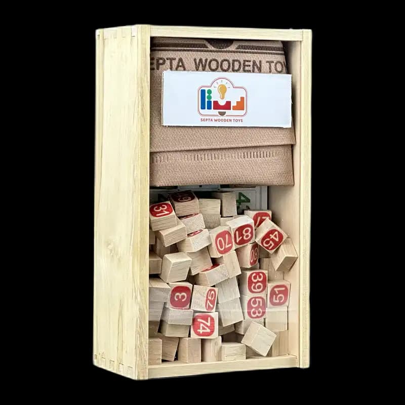 بازی فکری دبرنا چوبی (Wooden Daberna) | جعبه کشویی تمام چوب – سپتا
