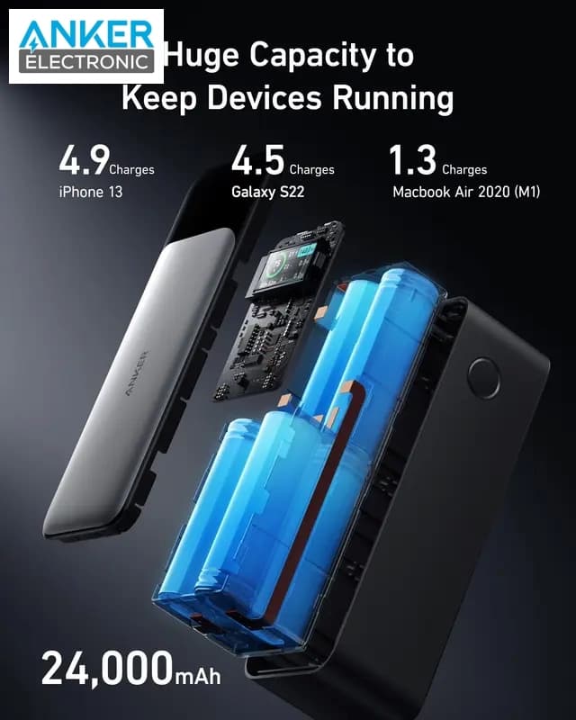 پاوربانک 140 وات انکر Anker 737 Power Bank PowerCore 24000mAh A1289 — تصویر ۵