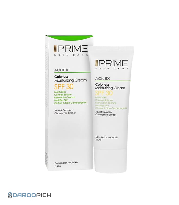 کرم مرطوب کننده SPF30 بی رنگ پرایم پوست مختلط تا چرب
