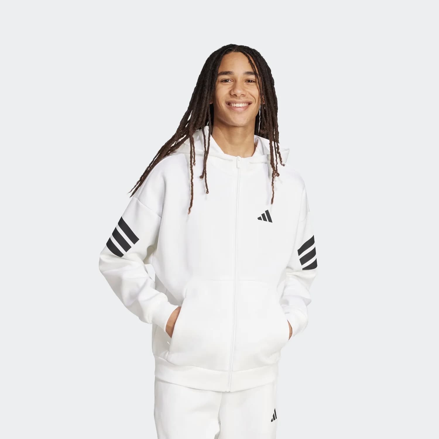سوییشرت مردانه آدیداس مدل Future Icons 3-Stripes Full-Zip Hoodie — تصویر ۳