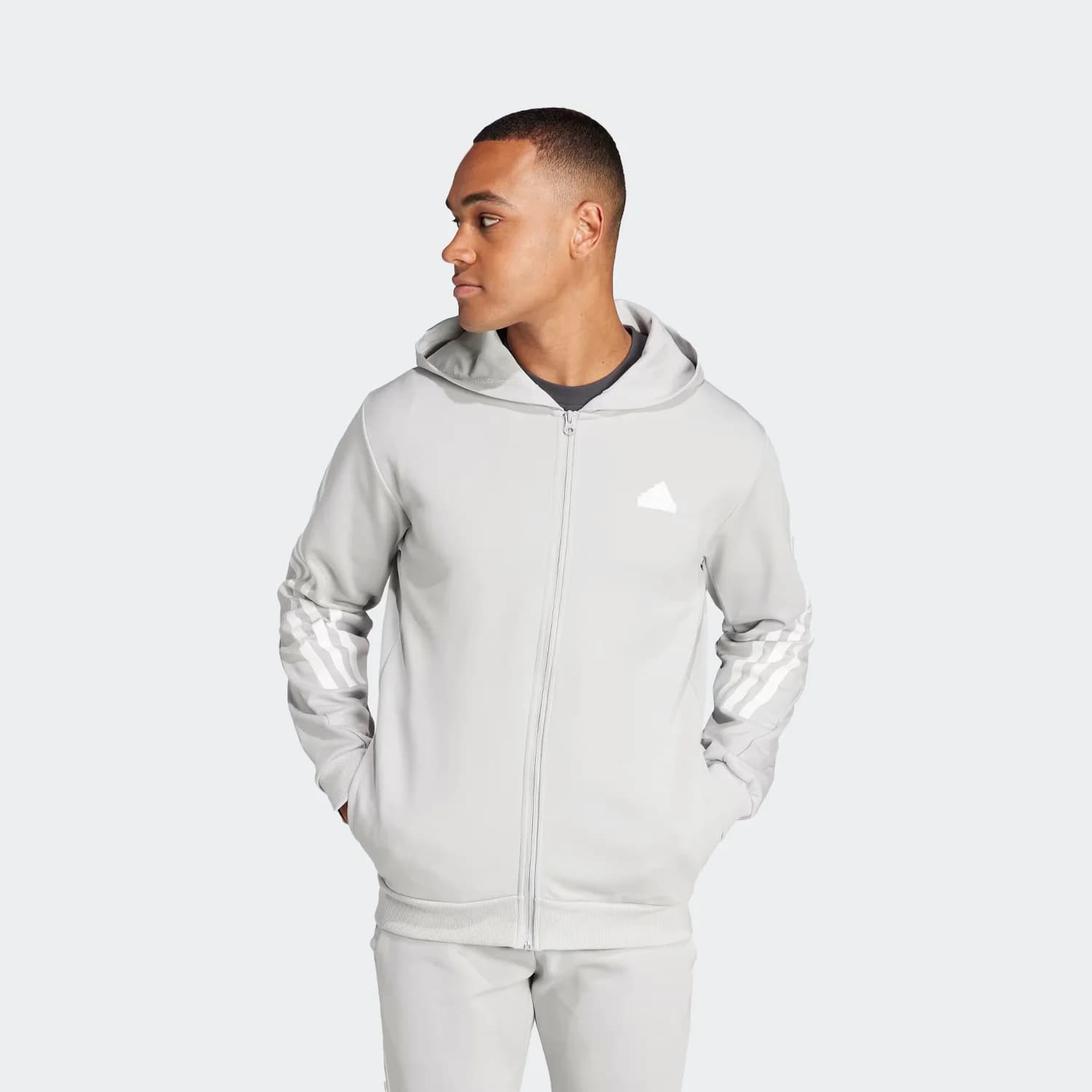 سوییشرت مردانه آدیداس مدل Future Icons 3-Stripes Full-Zip Hoodie — تصویر ۱۱