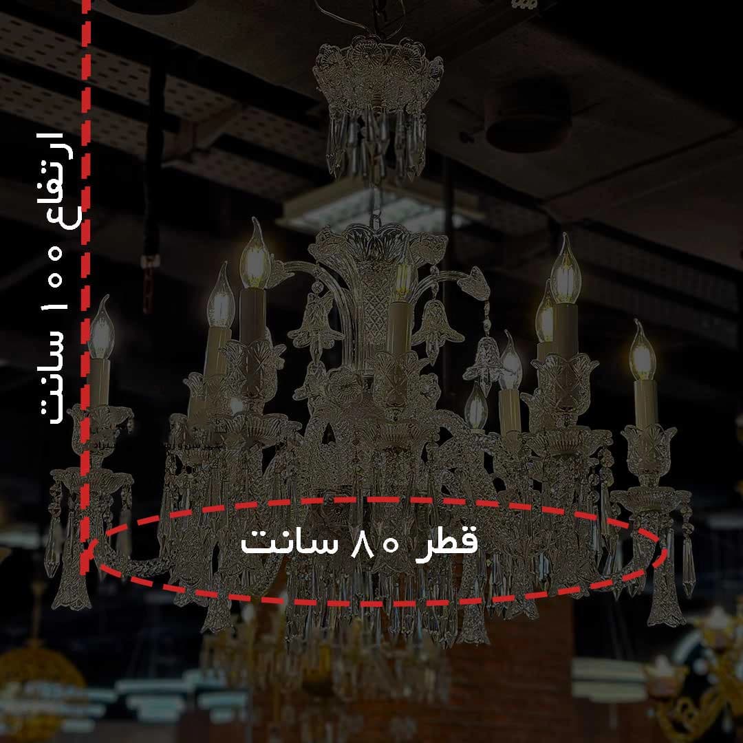 لوستر باکارات رز وارداتی 12 شاخه — تصویر ۵