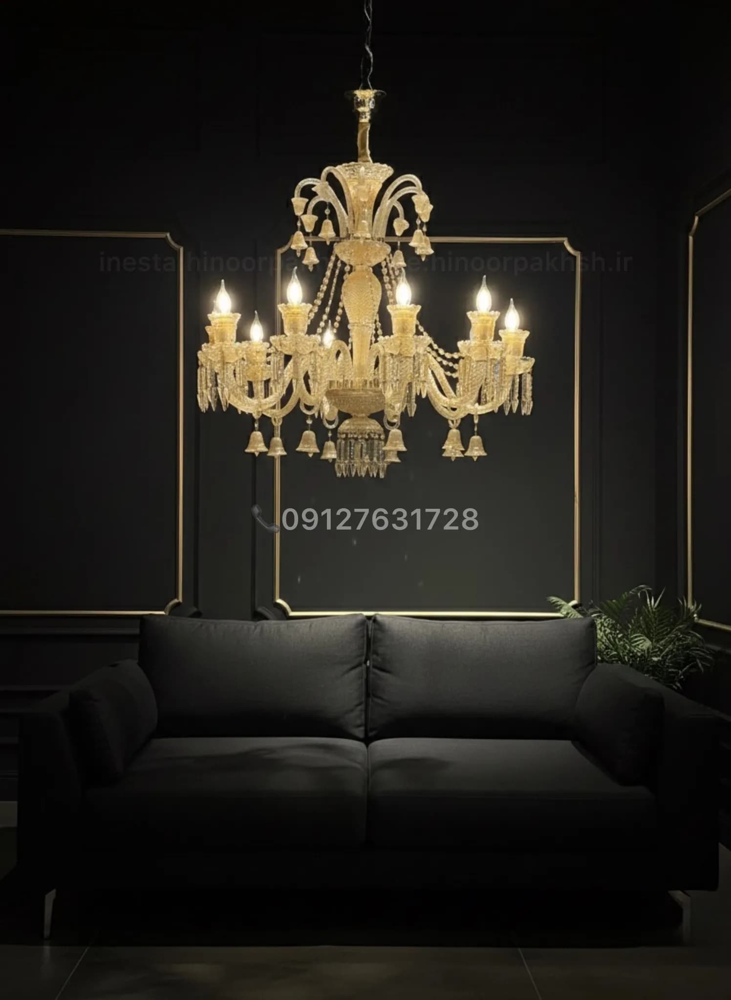 لوستر باکارات کریستالی کلاسیک عسلی شامپاینی در انواع سایز و رنگبندی — تصویر ۵